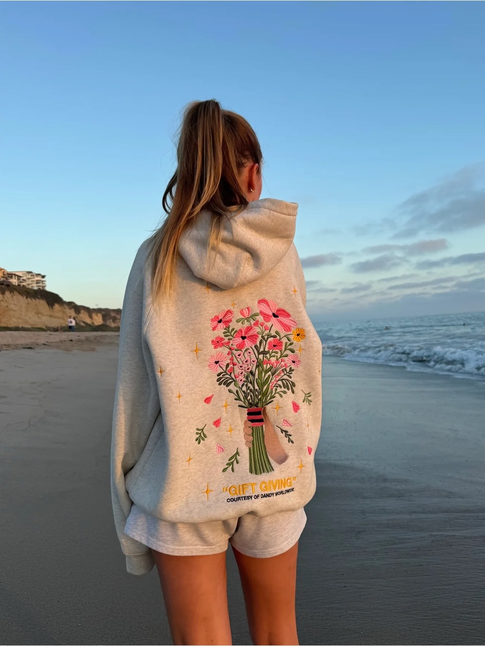 Dandy Worldwide Gift Giving Oversized Lux Hoodie Sweatshirt Heather Gray Large